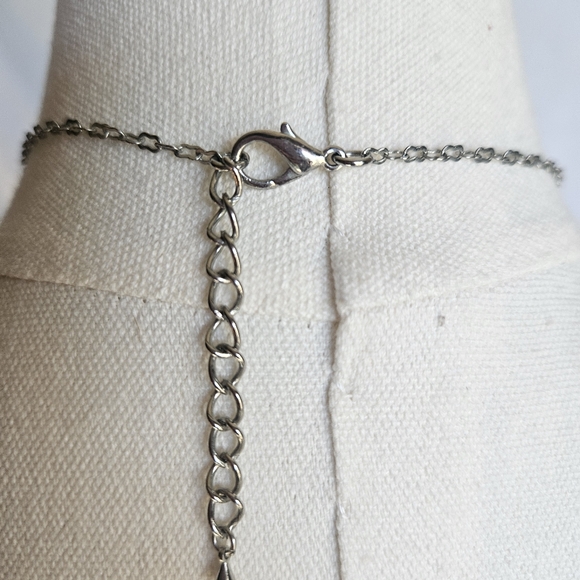 Silver Floral Statement Necklace Aurora Borealis Crystals - Picture 6 of 11